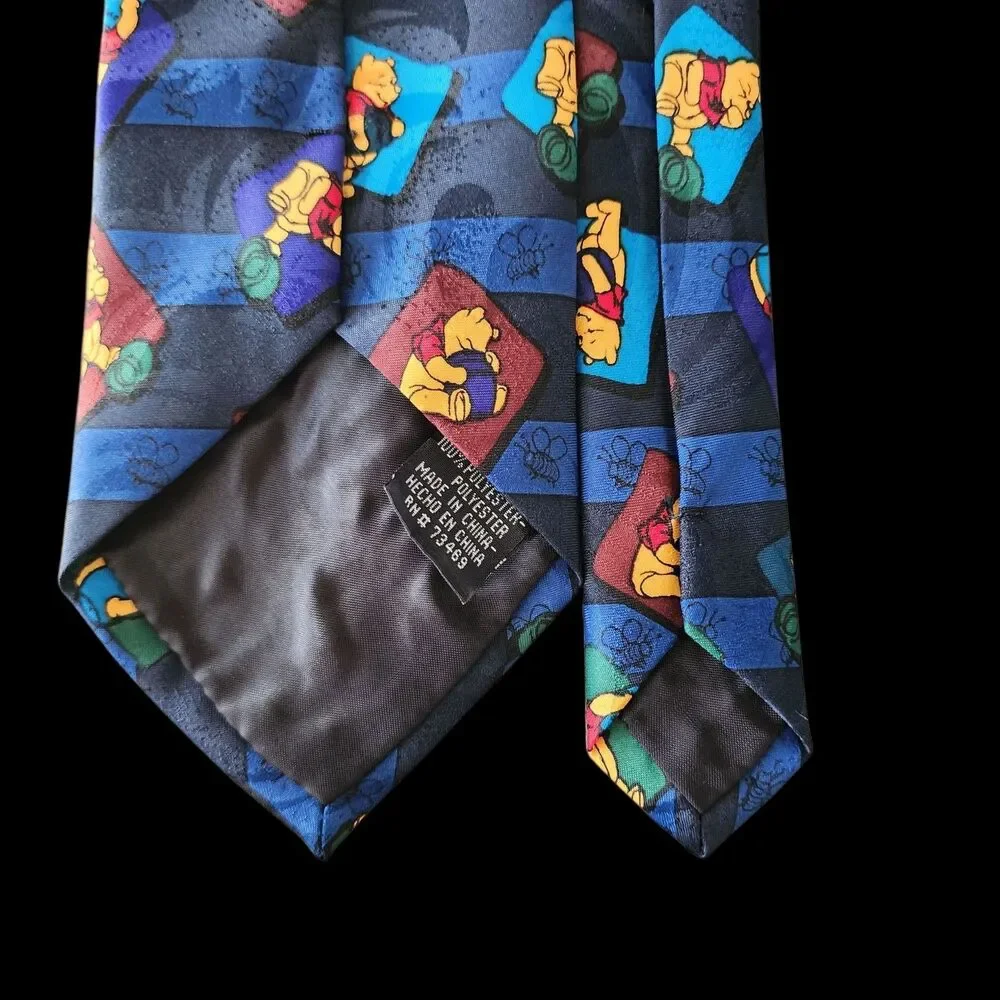 Vintage Disney Pooh Bear Tie Navy Blue Striped Winnie The Pooh Exquisite Apparel